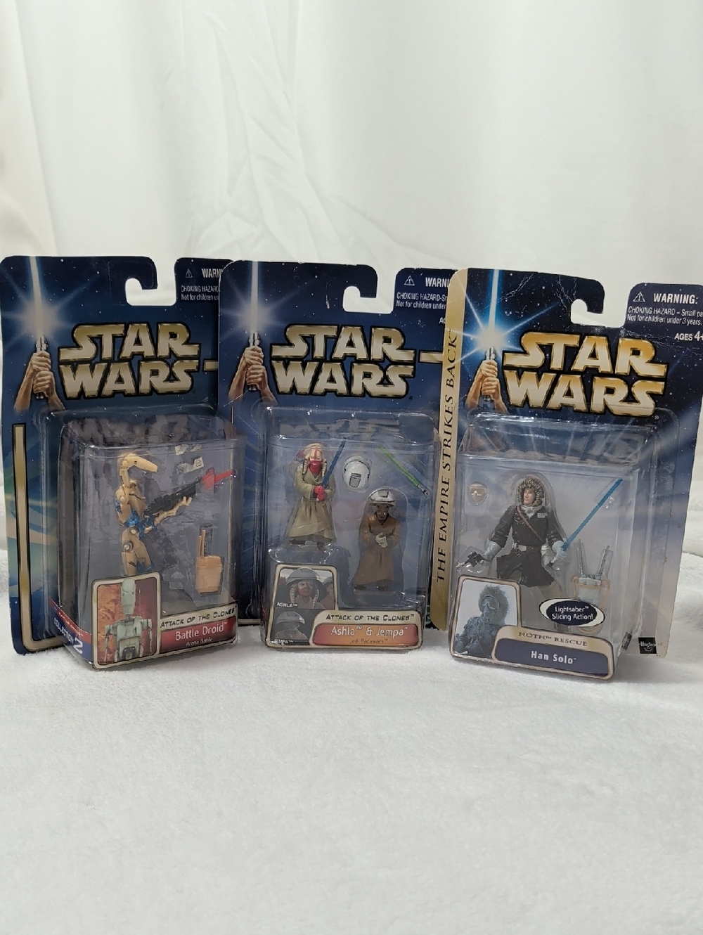 Star Wars Saga Blue Collection Figure Lot Han Solo Ashla Jempa Battle Droid